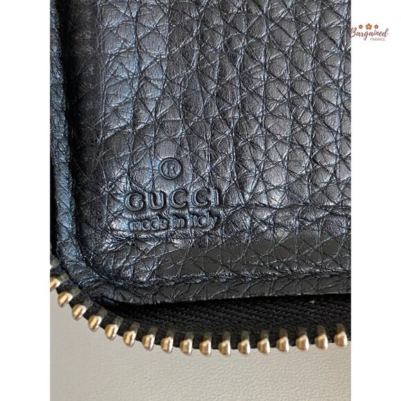 Authentic GUCCI Black Pebbled Leather Soho Interlocking G Zip Around Long Wallet - Picture 9 of 13
